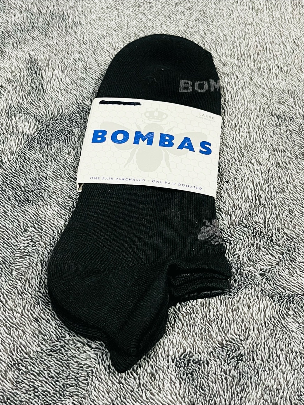 Bombas Single Pair Antimicrobial Black Ankle Socks Unisex L (9.5 -13) Adult New
